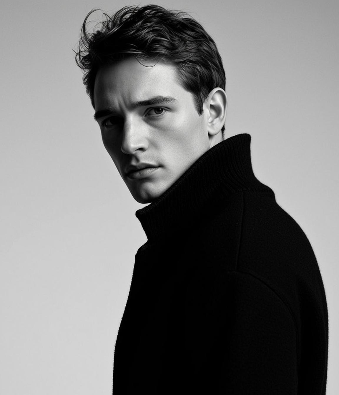Medium Shot Portrait Orientation Young Man With Dark Wavy Slightly reference photo