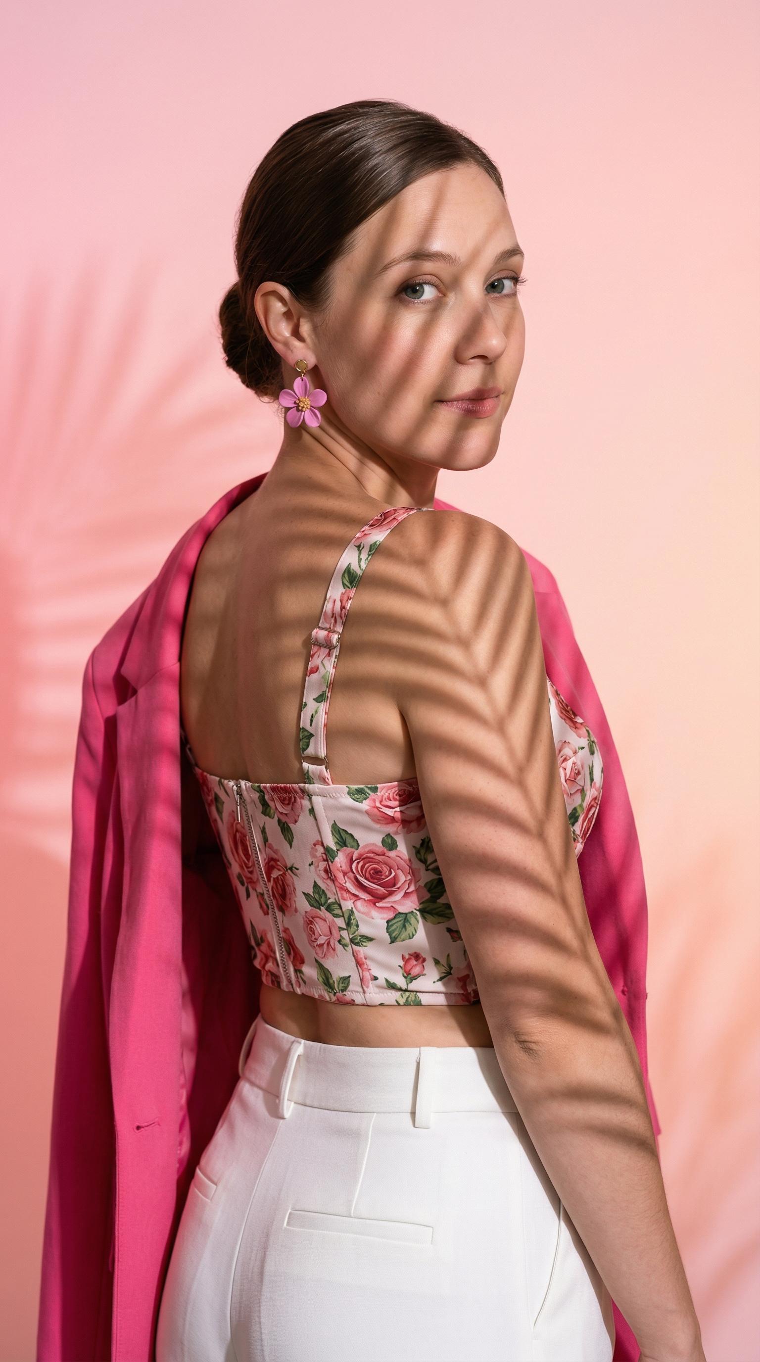 Studio Portrait Floral Corset Pink Jacket