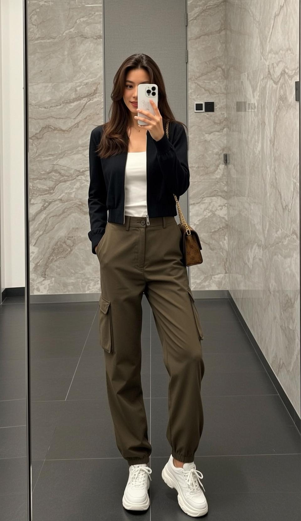 Cargo Pants Hallway Mirror Selfie reference photo