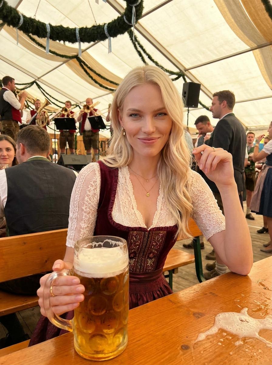 Bavarian Beer Tent Festival Fashion Editorial Low Angle