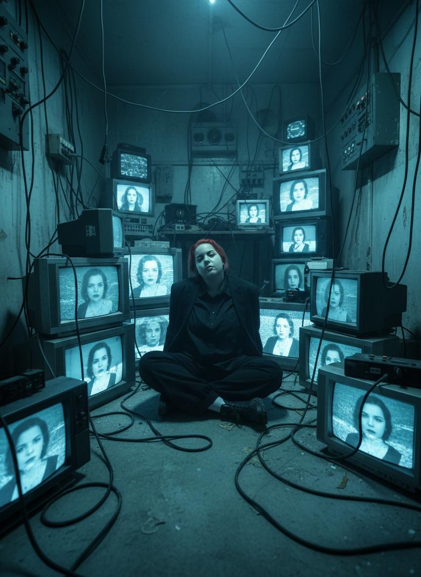Cinematic Retro Tech Room Depth