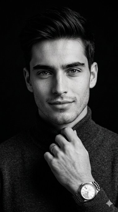 Dark Grey Sweater Studio Portrait Soft Lighting