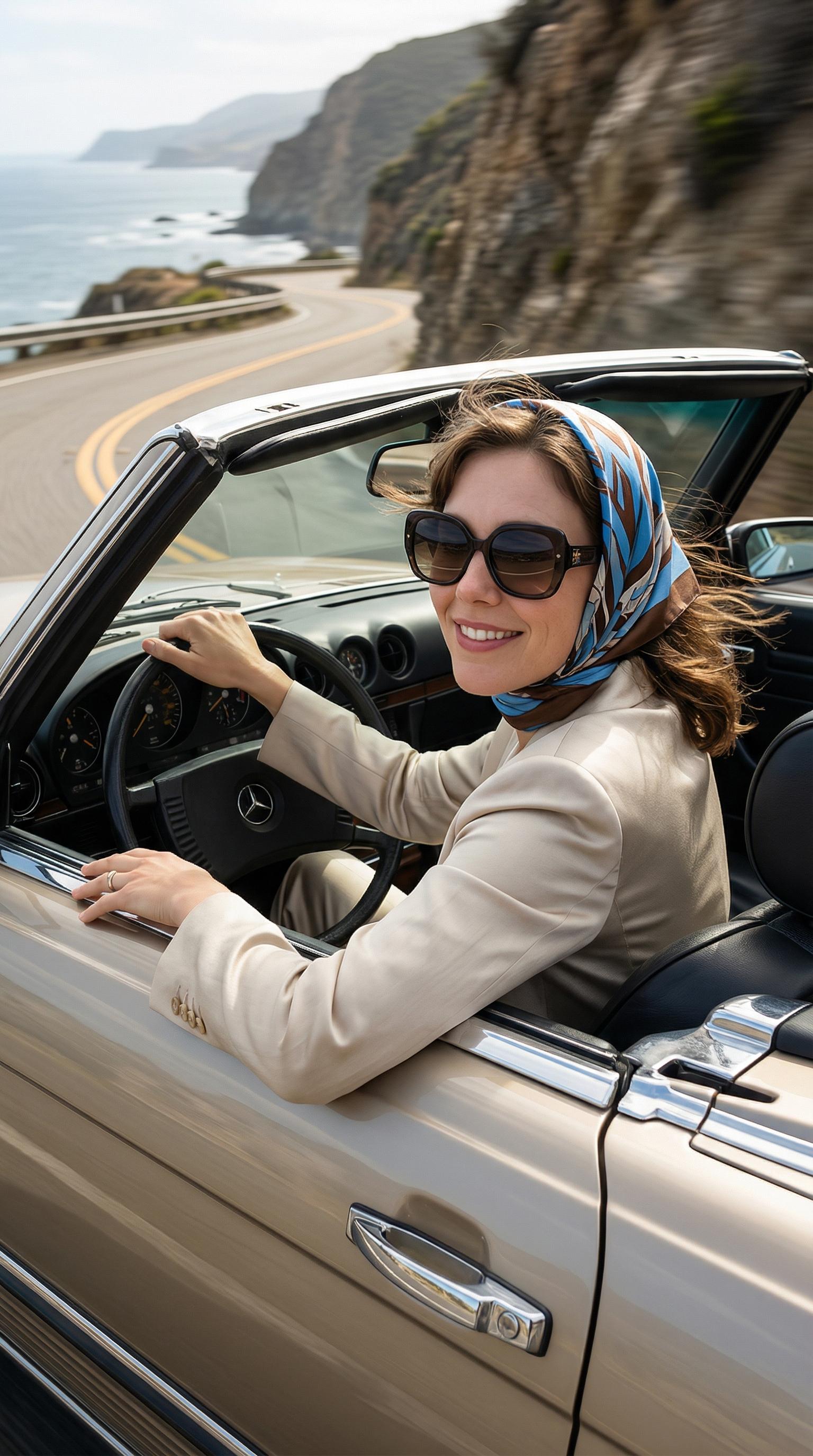 Champagne Convertible Driving Hollywood Diva Sunglasses Wind