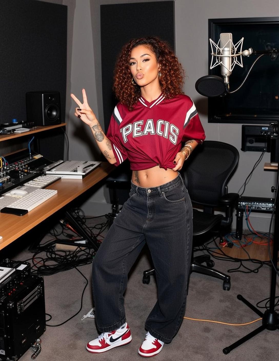 Y2k Young Curly Dark Red Light Brown reference photo