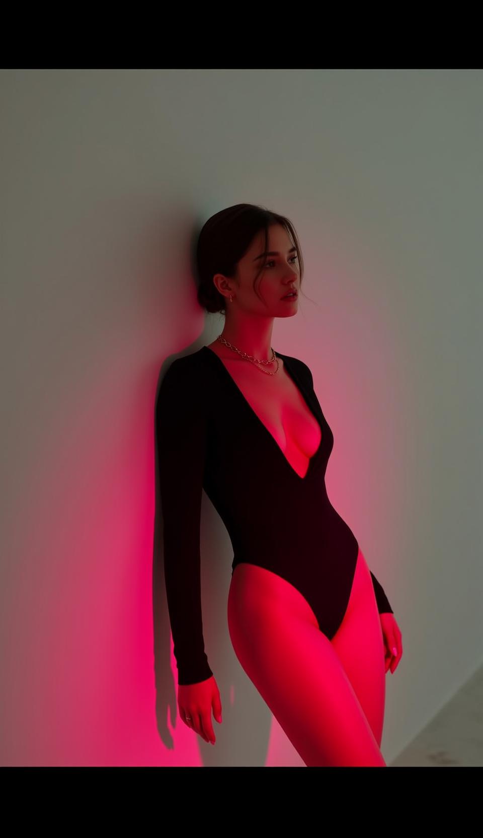 Black Bodysuit Neon Wall reference photo