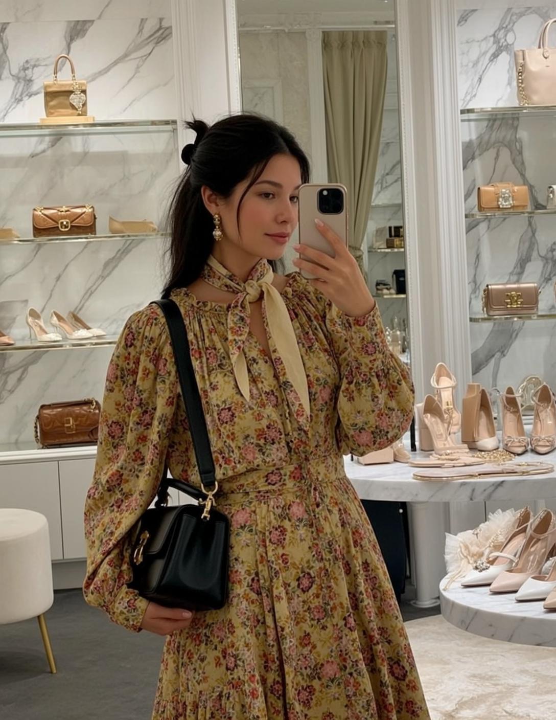 Upscale Boutique Selfie Floral Dress reference photo