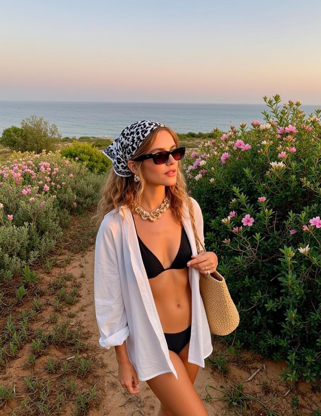 Vacation Young Wavy Blonde Hair Tanned Skin reference photo