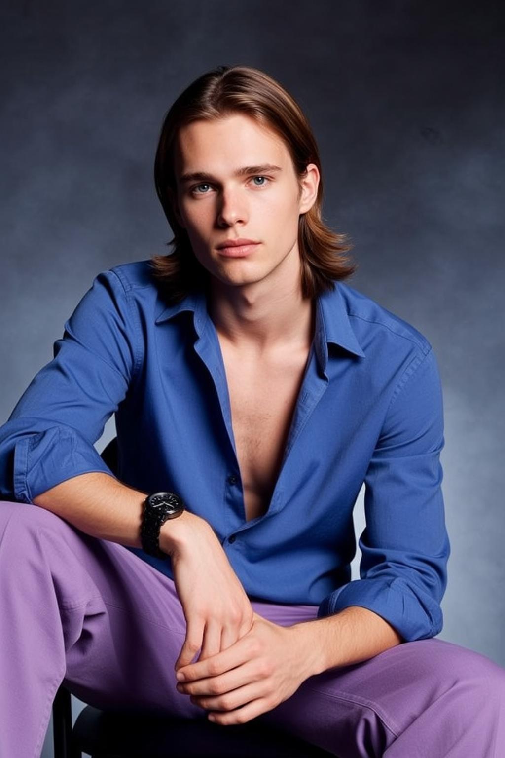 Blue Shirt Studio Portrait reference photo