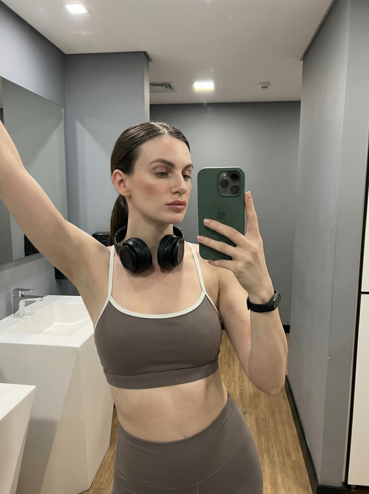 Dressing Room Mirror Selfie Post Workout Casual