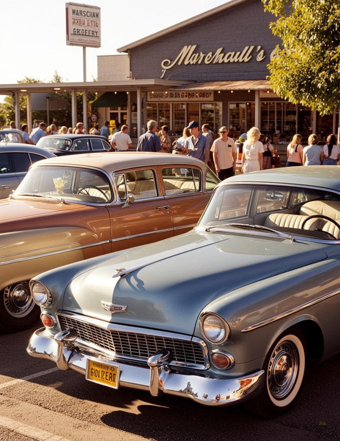 Golden Hour Vintage Car Lot reference photo