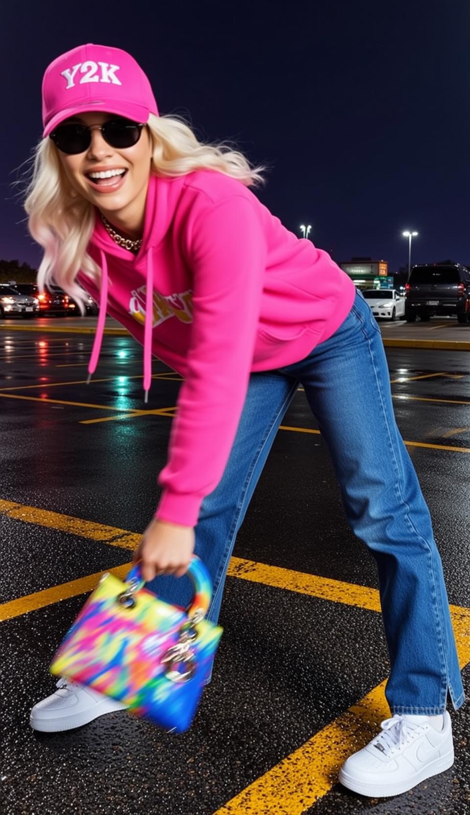Y2k Young Blonde Wavy Fair Pink Hoodie reference photo
