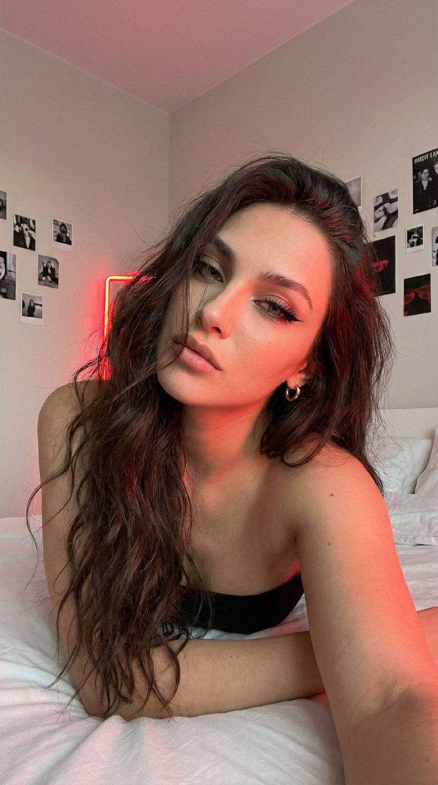 Realistic E Girl Prone Bed Neon Selfie