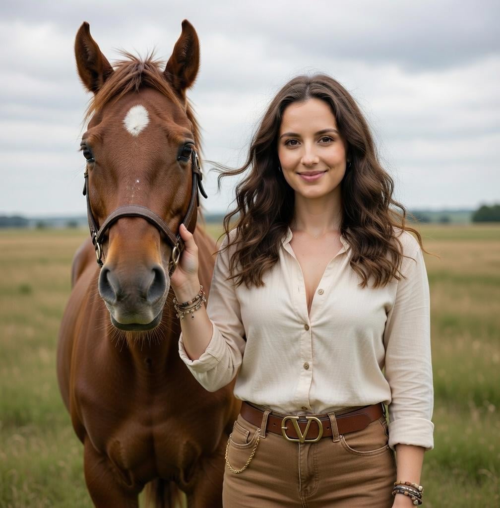 Horse Cinematic Portrait Gold Buckle Belt reference photo