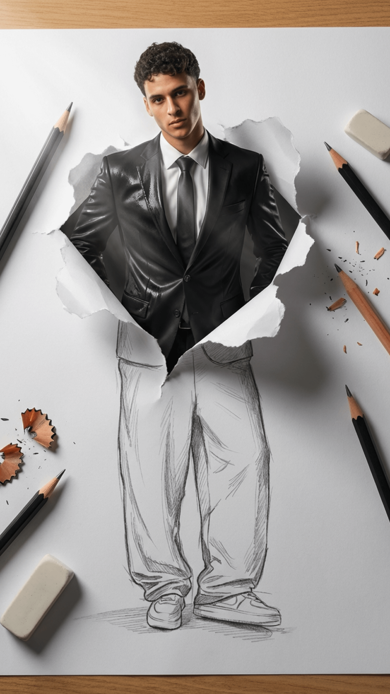 Paper Hole Emerging Man Sketch Pants
