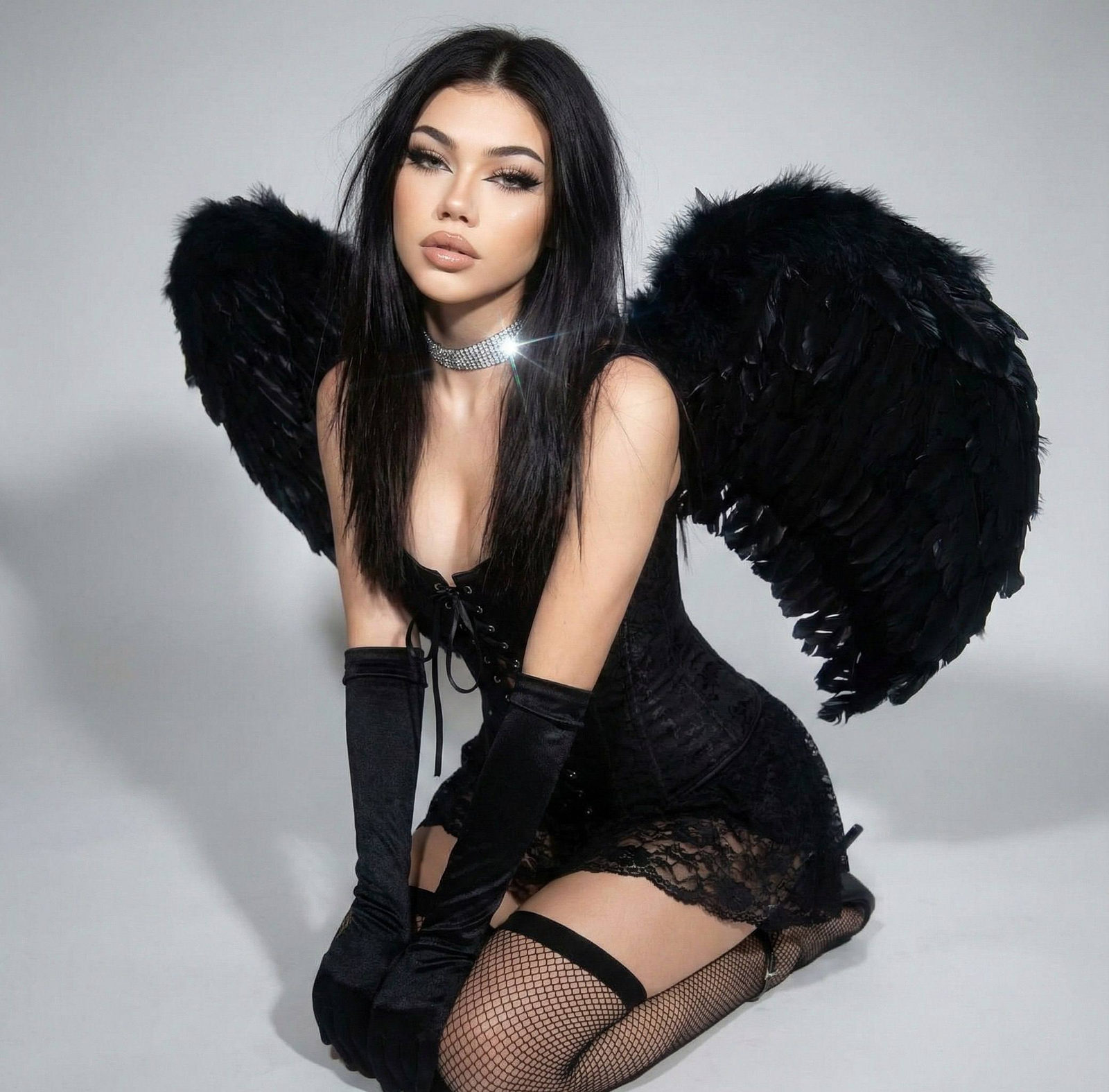 Realistic Dark Angel Photoshoot Y2k Style