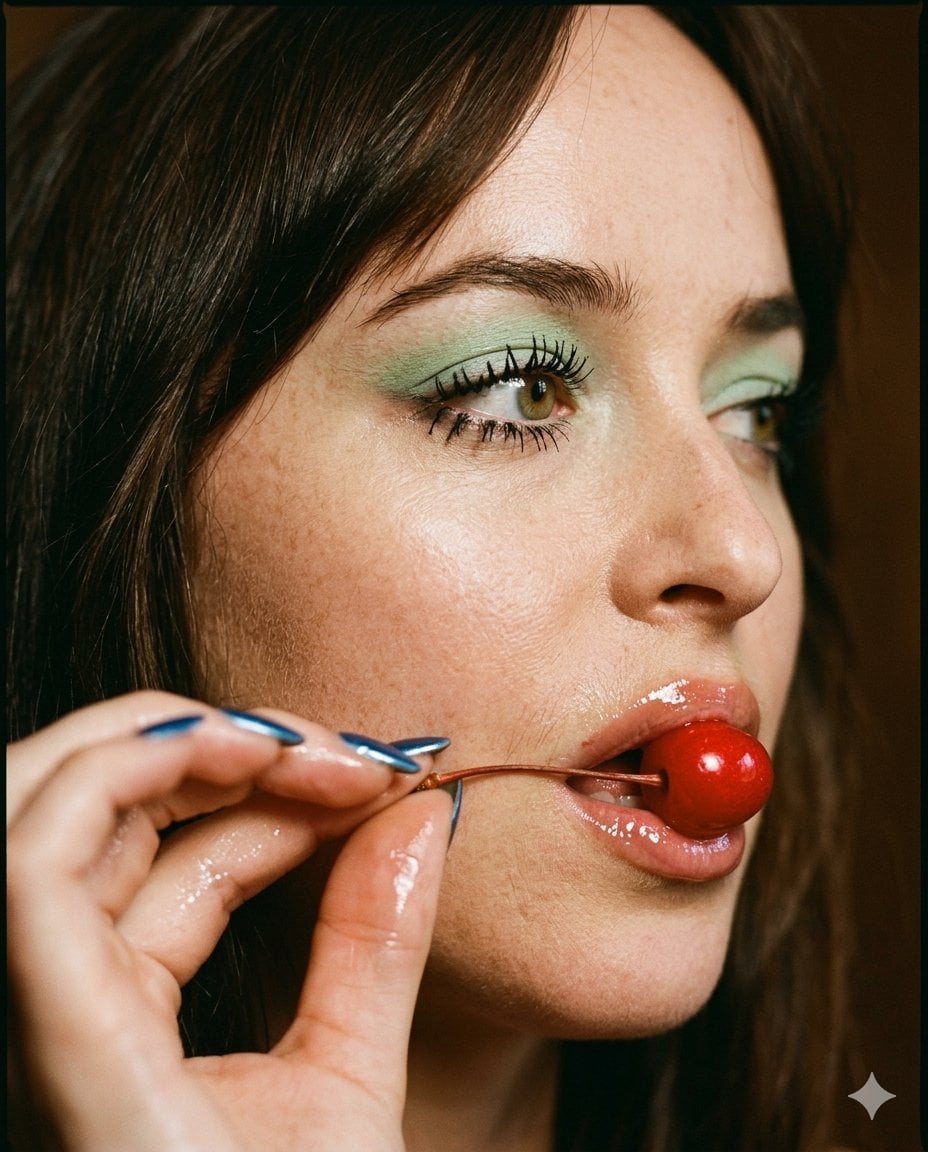 Macro Cherry Lips Retro Makeup