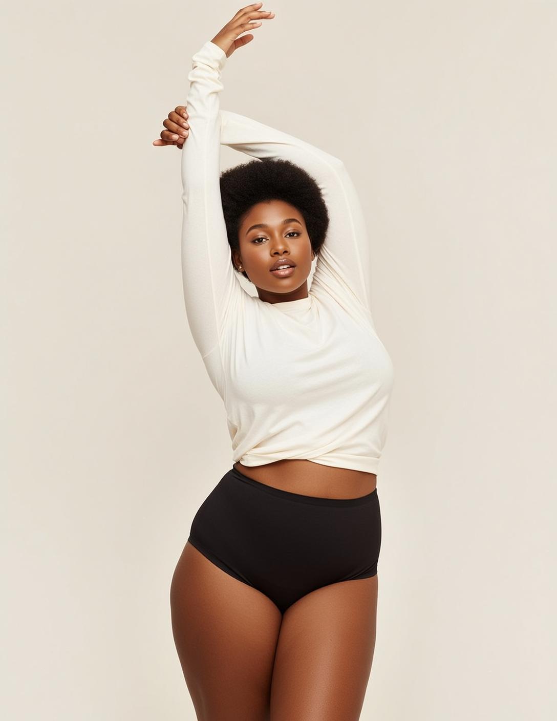 Full-body Portrait Young Black Woman With Afro Hairstyle Standing And reference photo