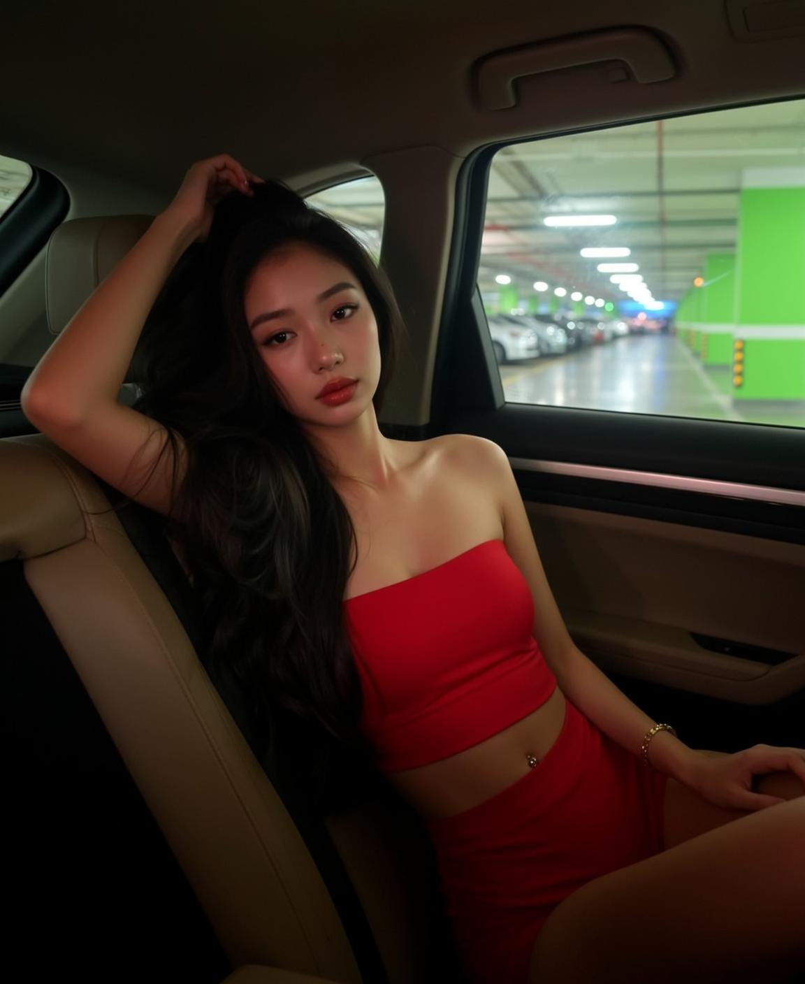 Explore Seated Back Car Leaning Her Head reference photo