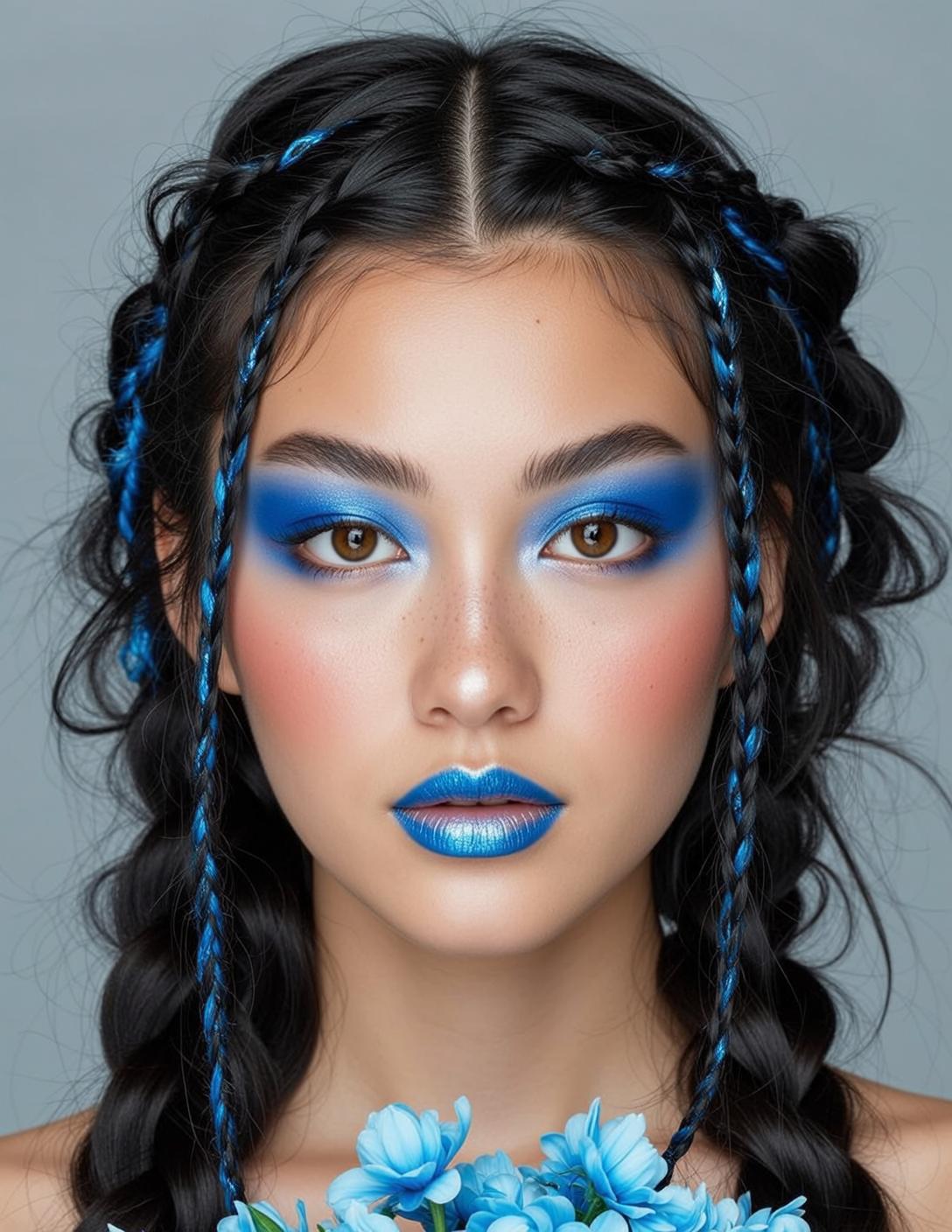 Blue Flower Beauty Studio Portrait reference photo