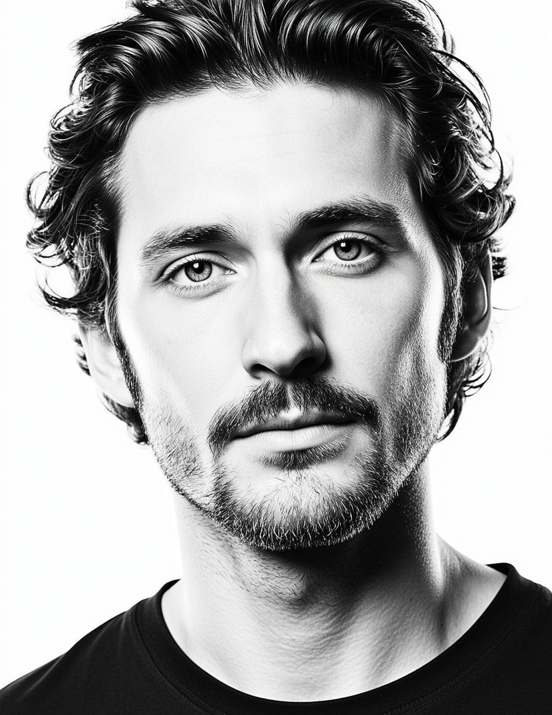 Close-up Headshot Portrait Handsome Man With Dark Wavy Hair Styled reference photo