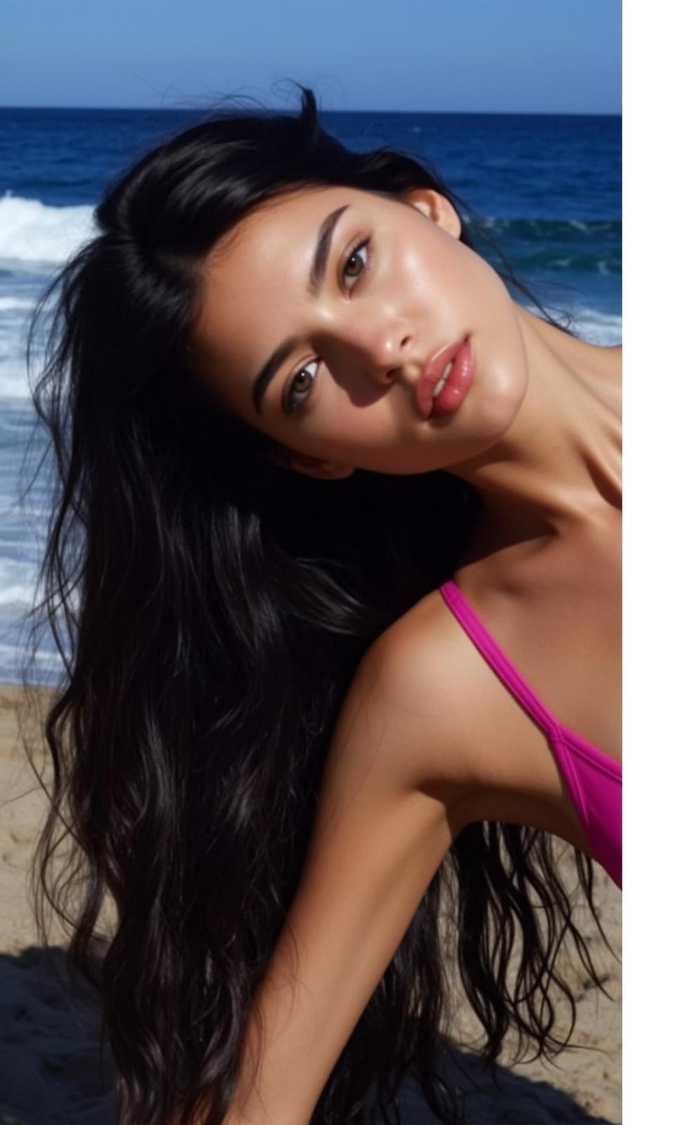 Pink Bikini Beach Sunset reference photo