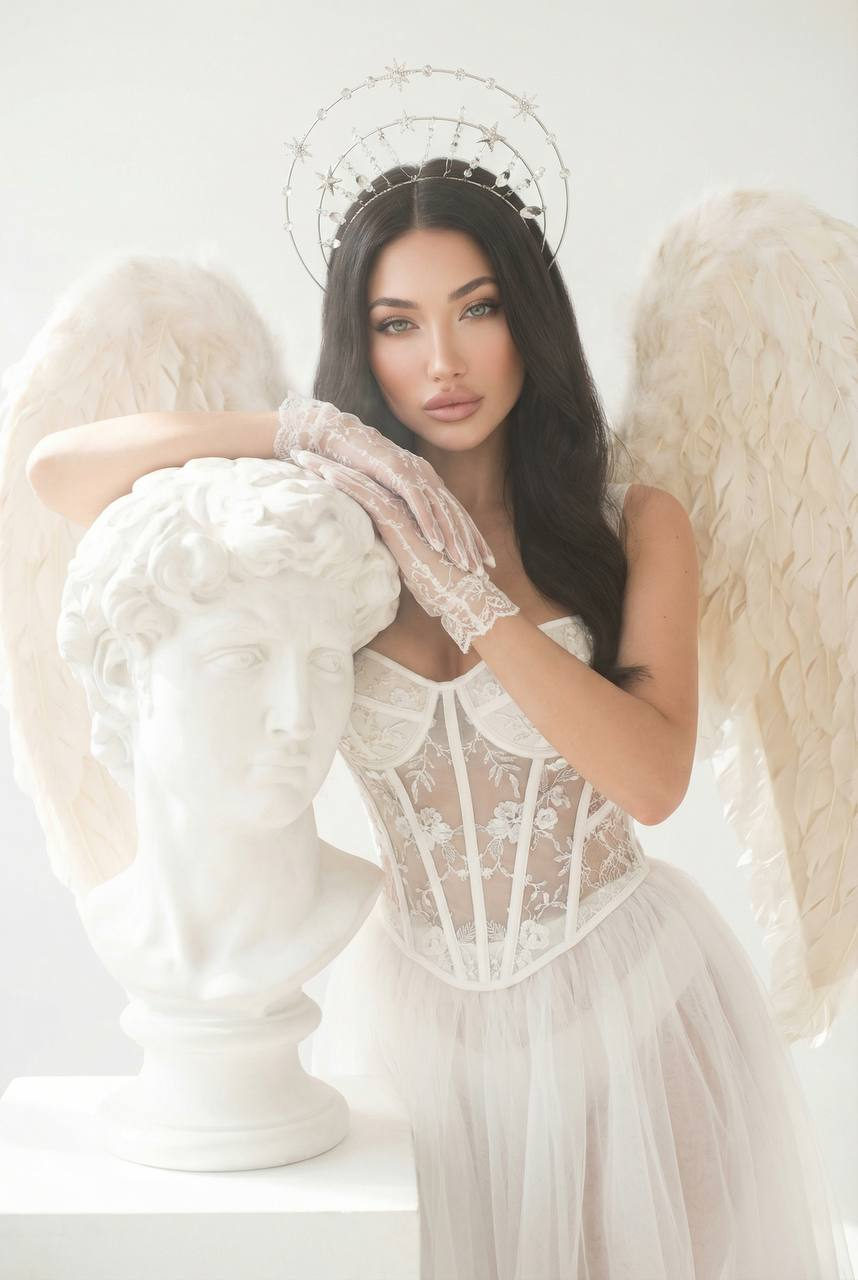 Ethereal Angelic Couture Portrait White Studio
