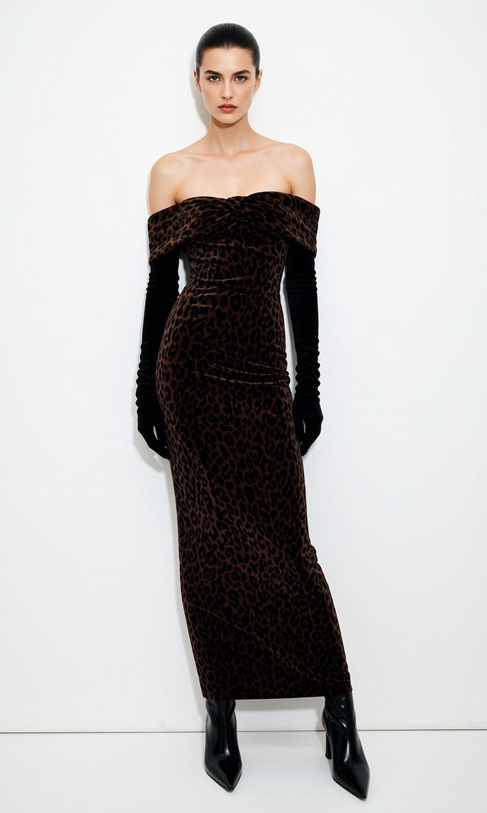 Pale Woman Off Shoulder Maxi Dress Studio reference photo