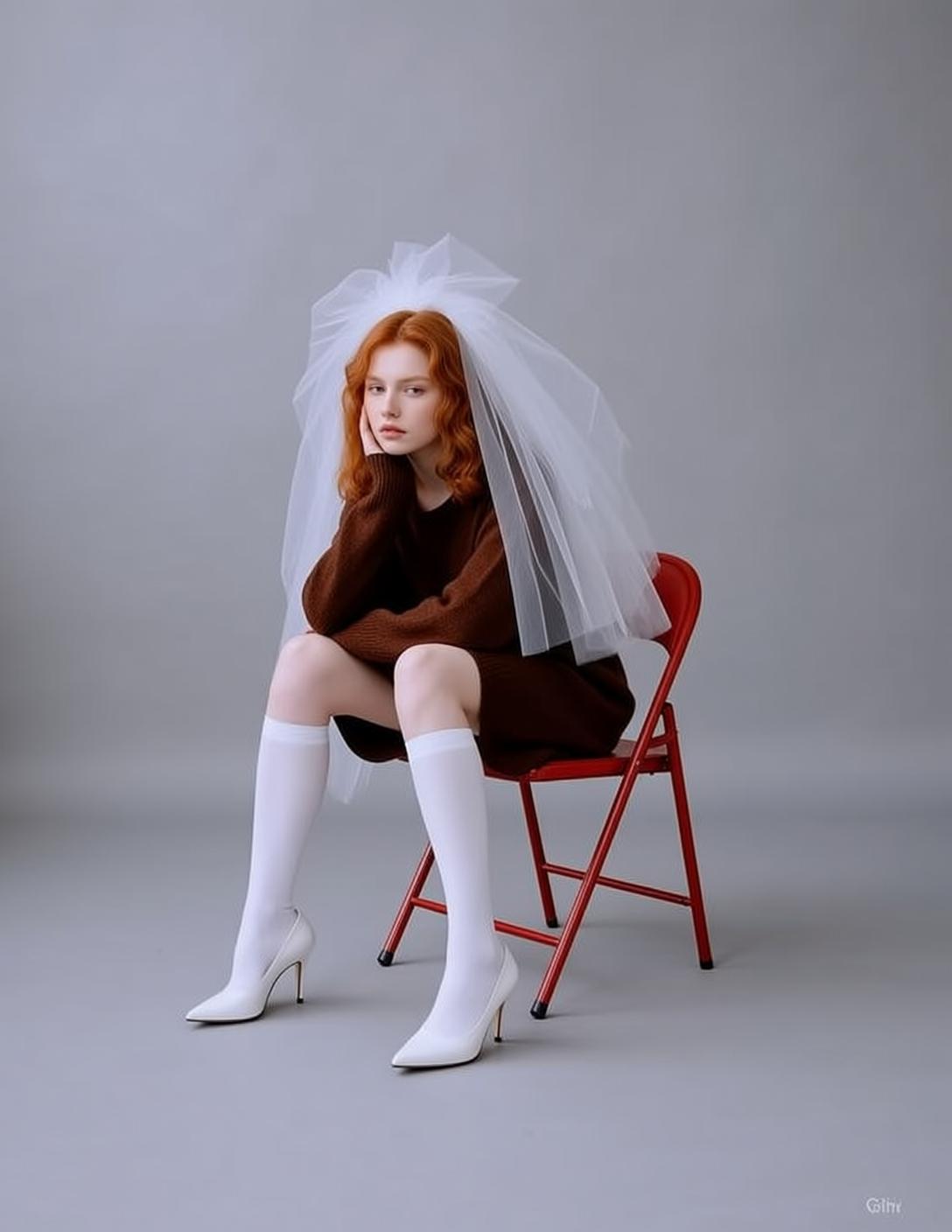 Balletcore Young Wavy Red Hair Pale Skin