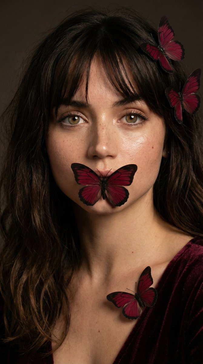 Burgundy Velvet Top Butterflies Dark Red Hair