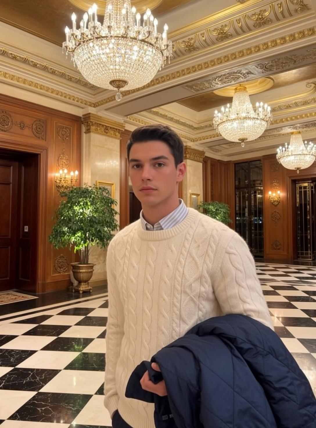 Cable Knit Sweater Jacket Pose reference photo