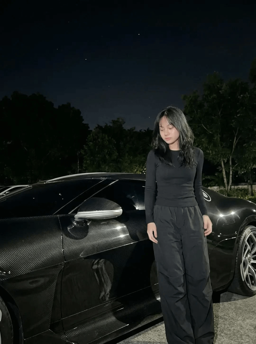 Beside Black Sports Car Night Stars reference photo