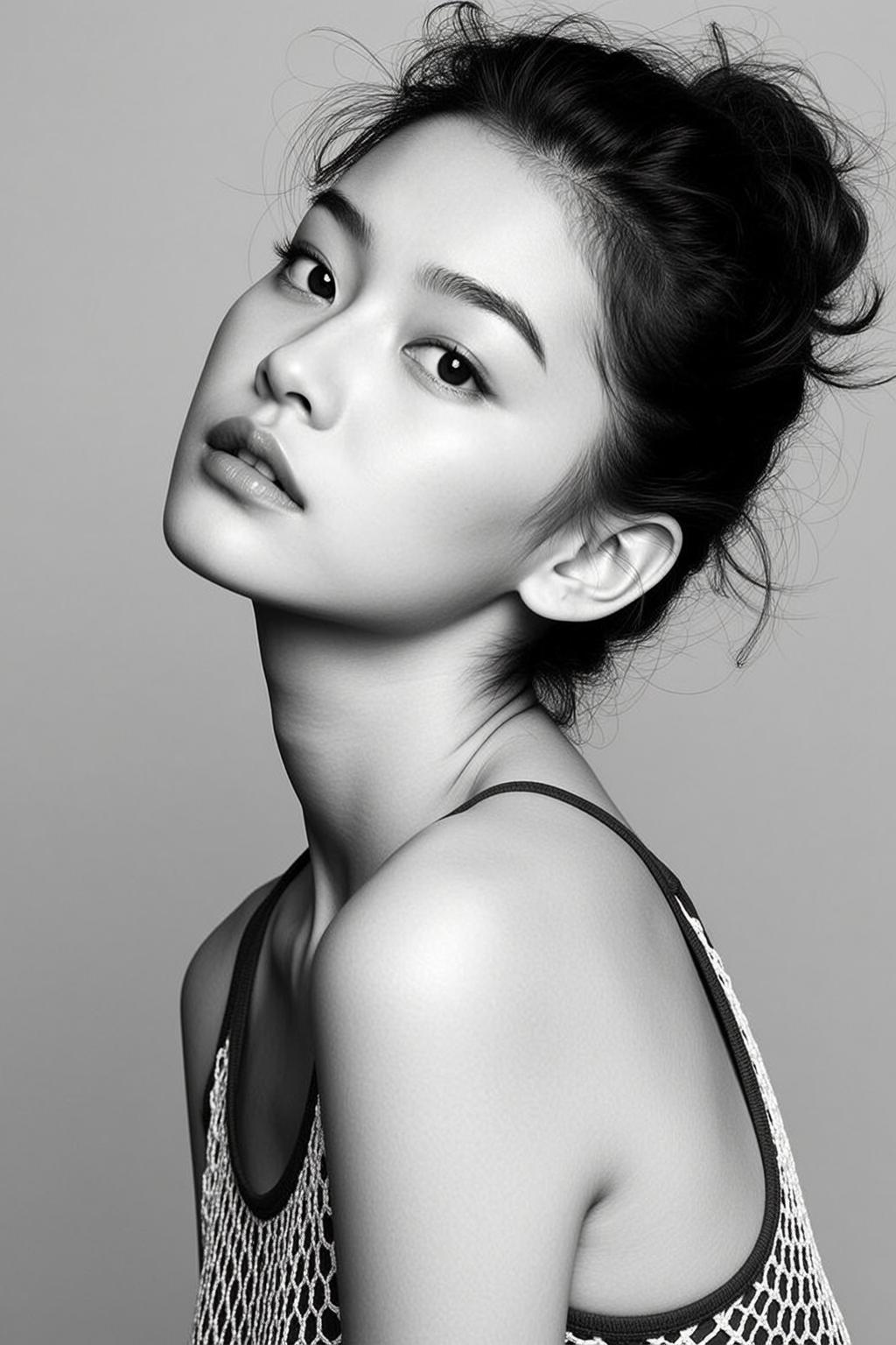 Monochrome Studio Updo Closeup reference photo