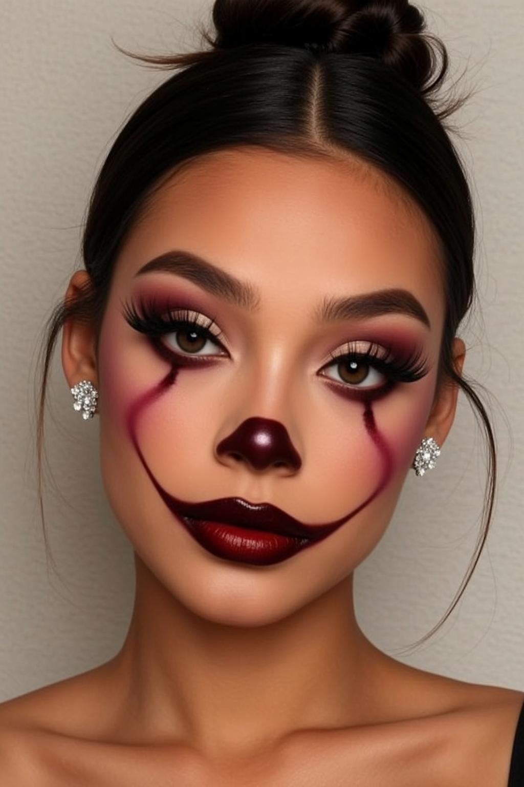 Halloween Makeup Young Dark Brown Pulled Bun reference photo