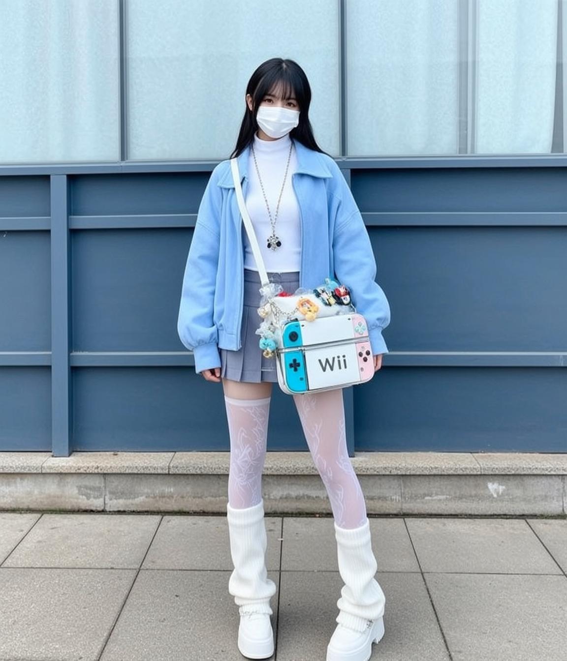 White Mask White White Turtleneck Blue reference photo