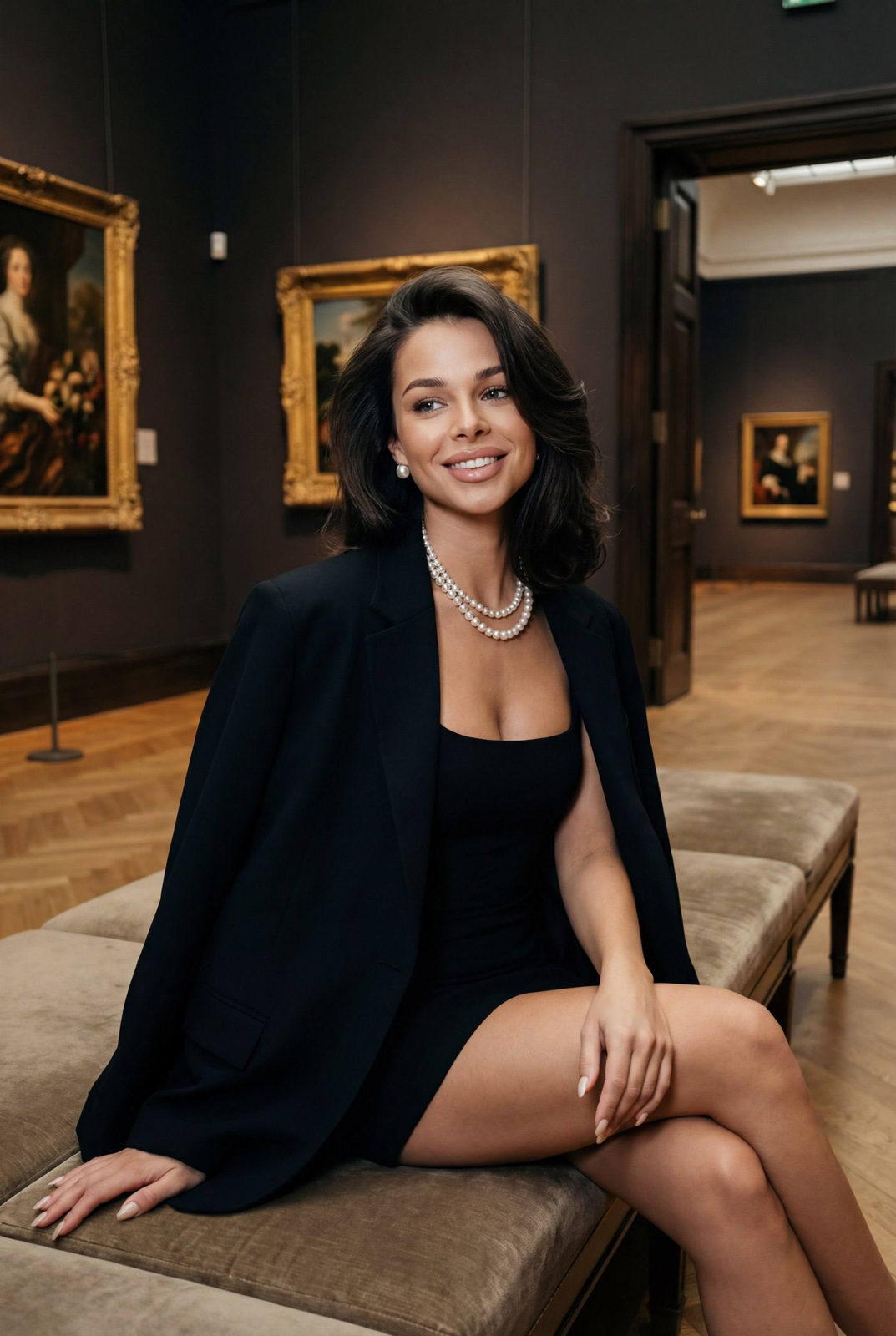 Realistic Museum Girl Portrait Hip Up