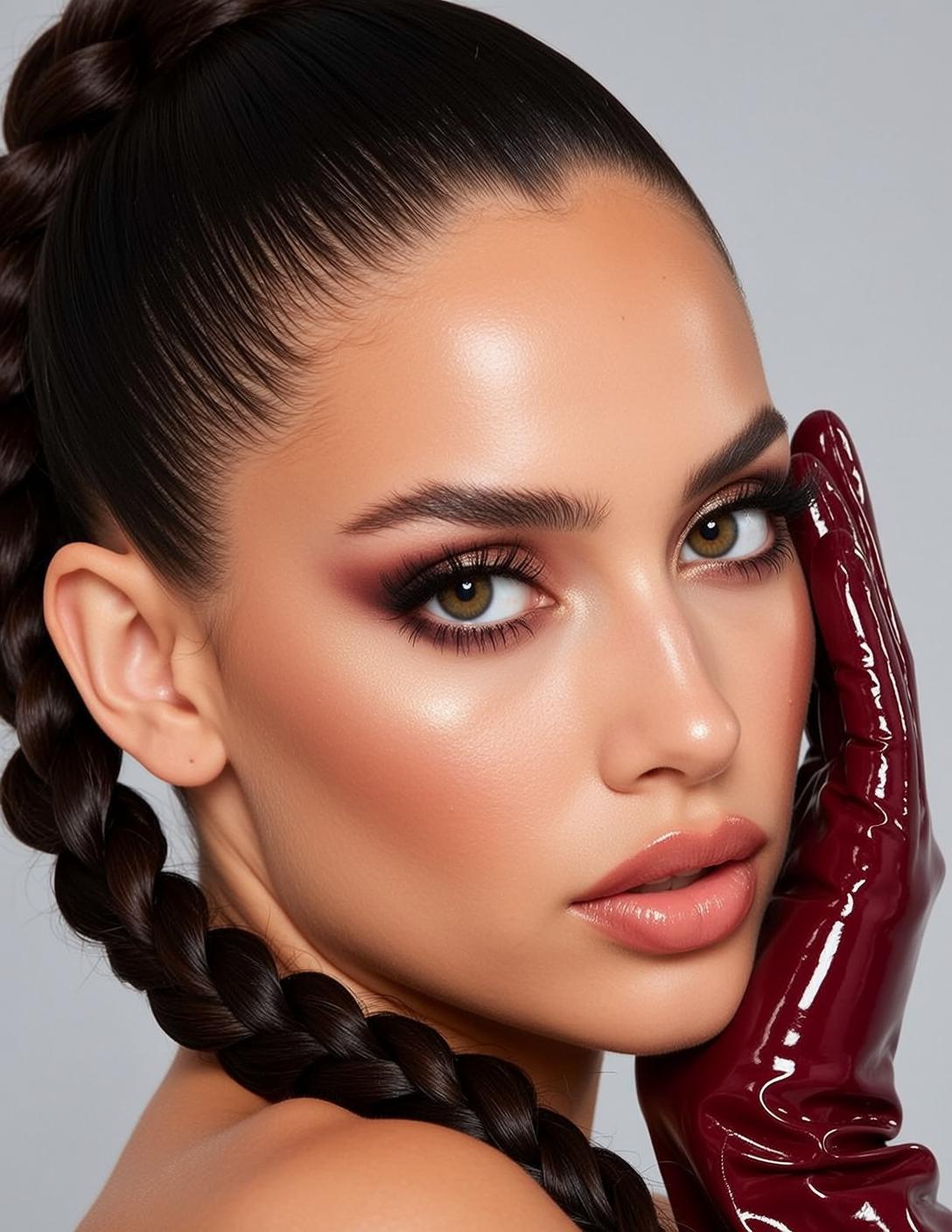 Red Vinyl Glove Beauty Portrait reference photo