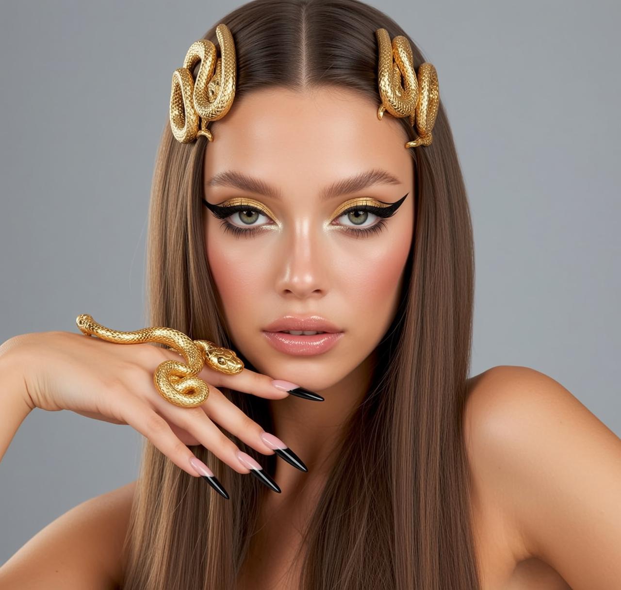 Makeup Posed Her Head Slightly Tilted Facing reference photo