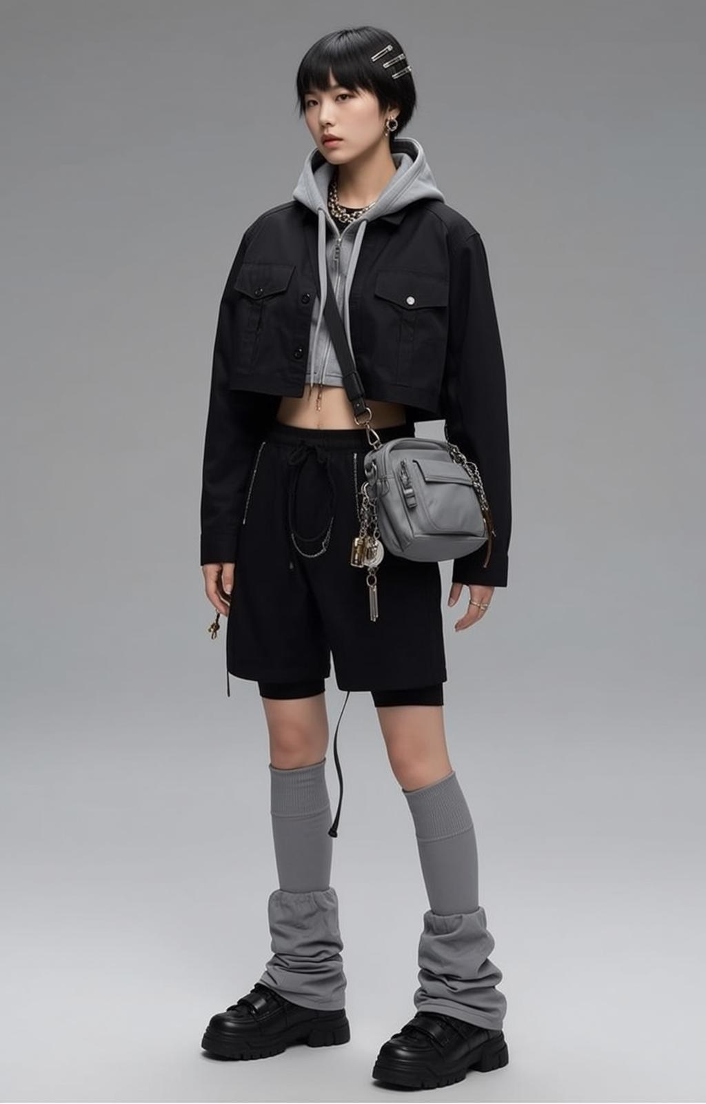 Grey Cropped Hoodie Studio Plain Grey reference photo