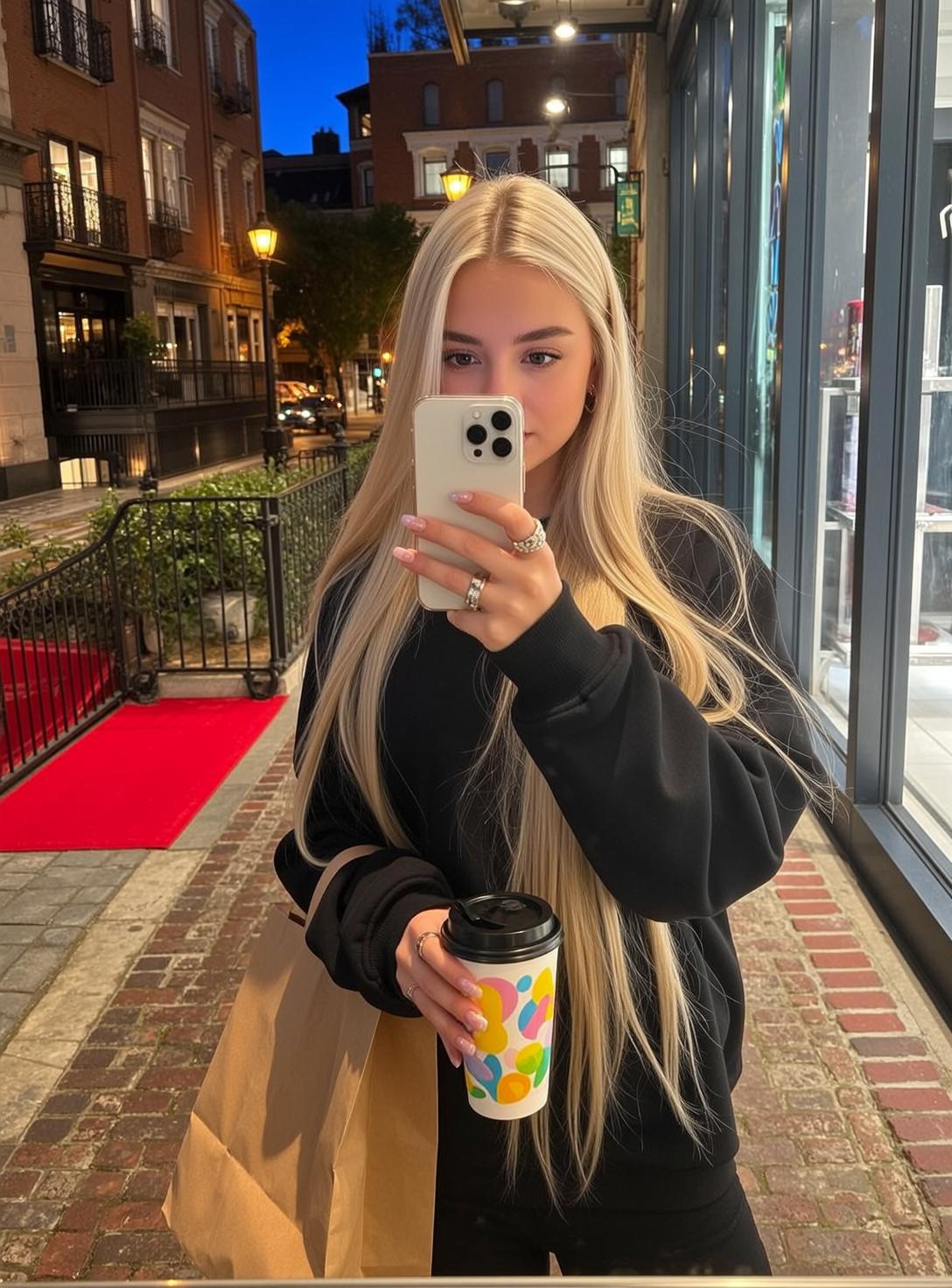 Explore Young Stands Facing Holding Smartphone Her reference photo