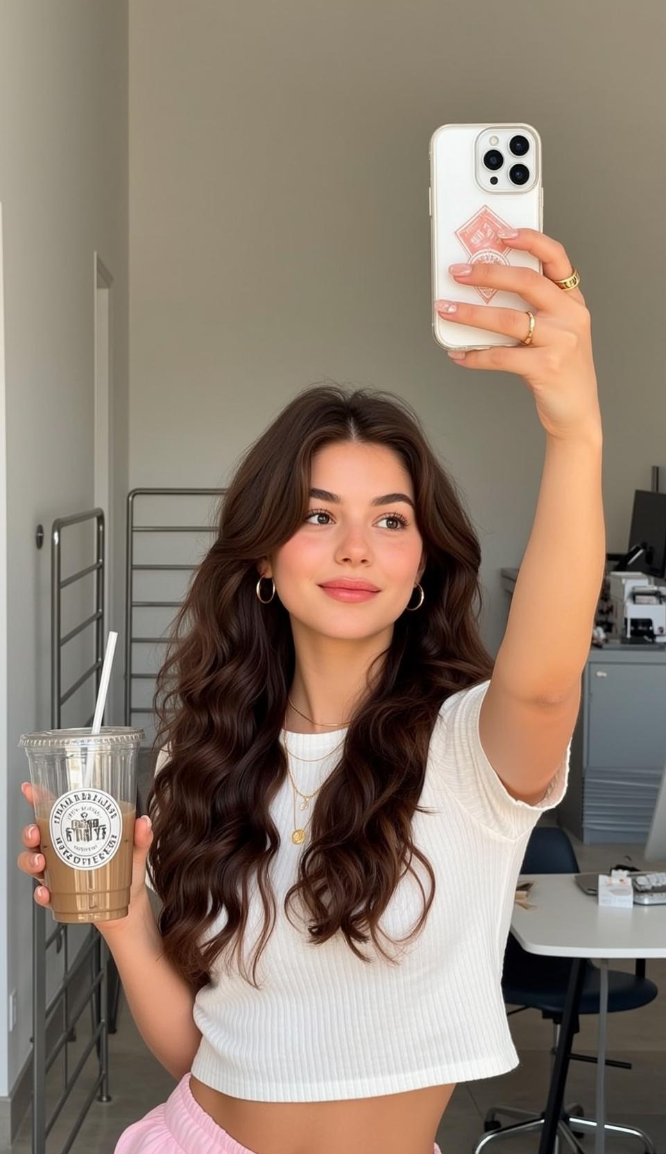 Explore Young Holding Smartphone Her Right Hand reference photo