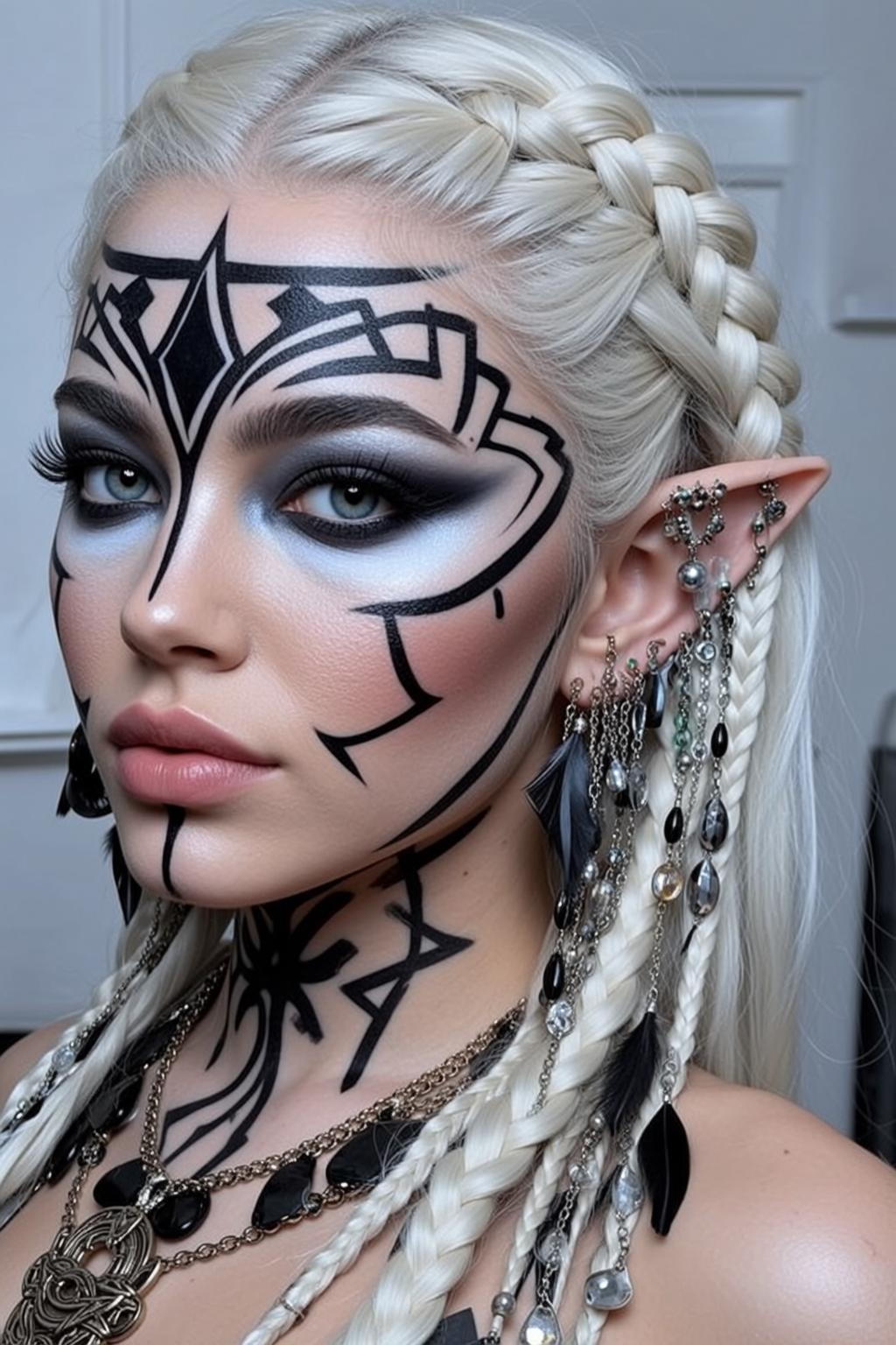 Halloween Makeup Young Elven Ears Long Braided reference photo