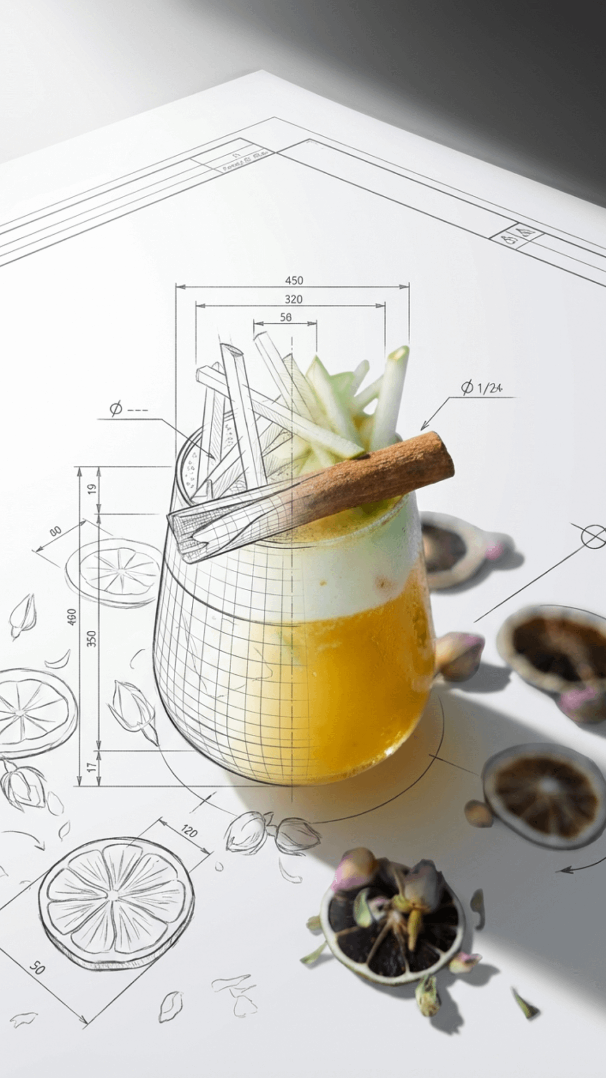 Cocktail Blueprint Realistic Garnish Elements