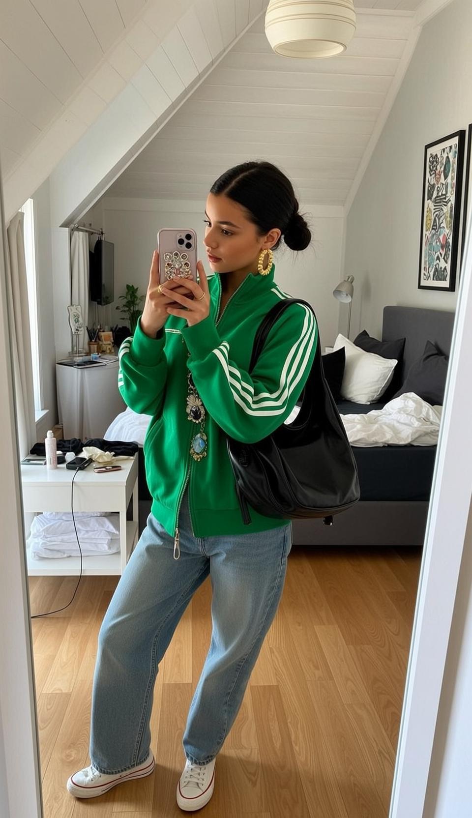 Casual Young Dark Brown Pulled Back Two reference photo