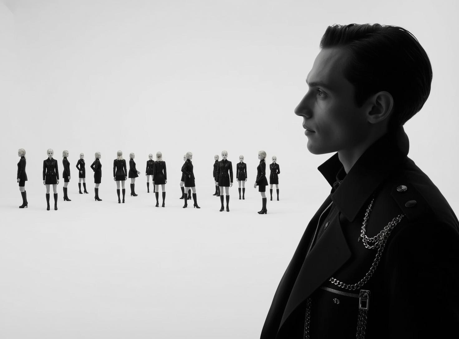 Creative Dark Slicked Back Fair Black Jacket reference photo