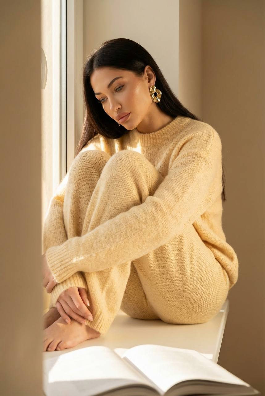 Soft Yellow Knit Cozy Window