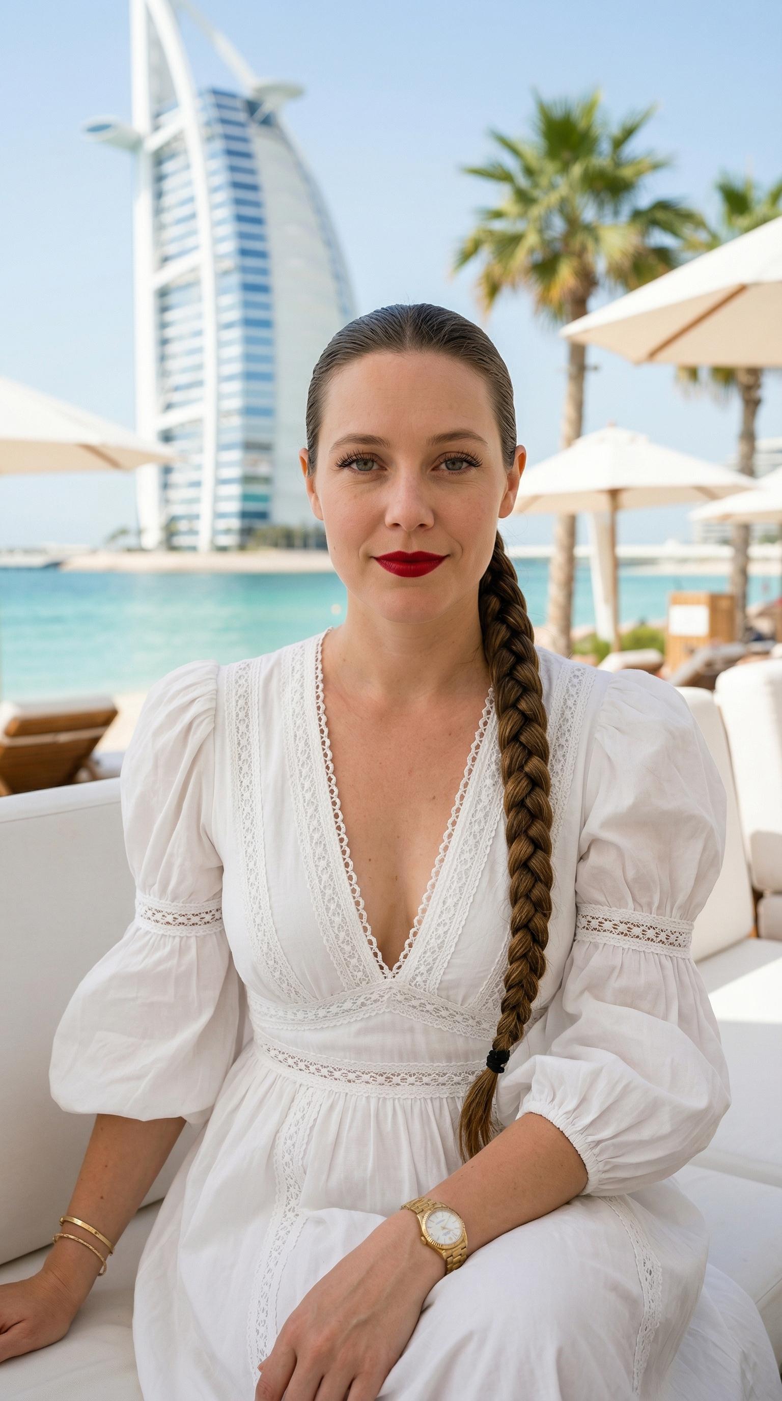 Red Lips White Sofa Summer Dress