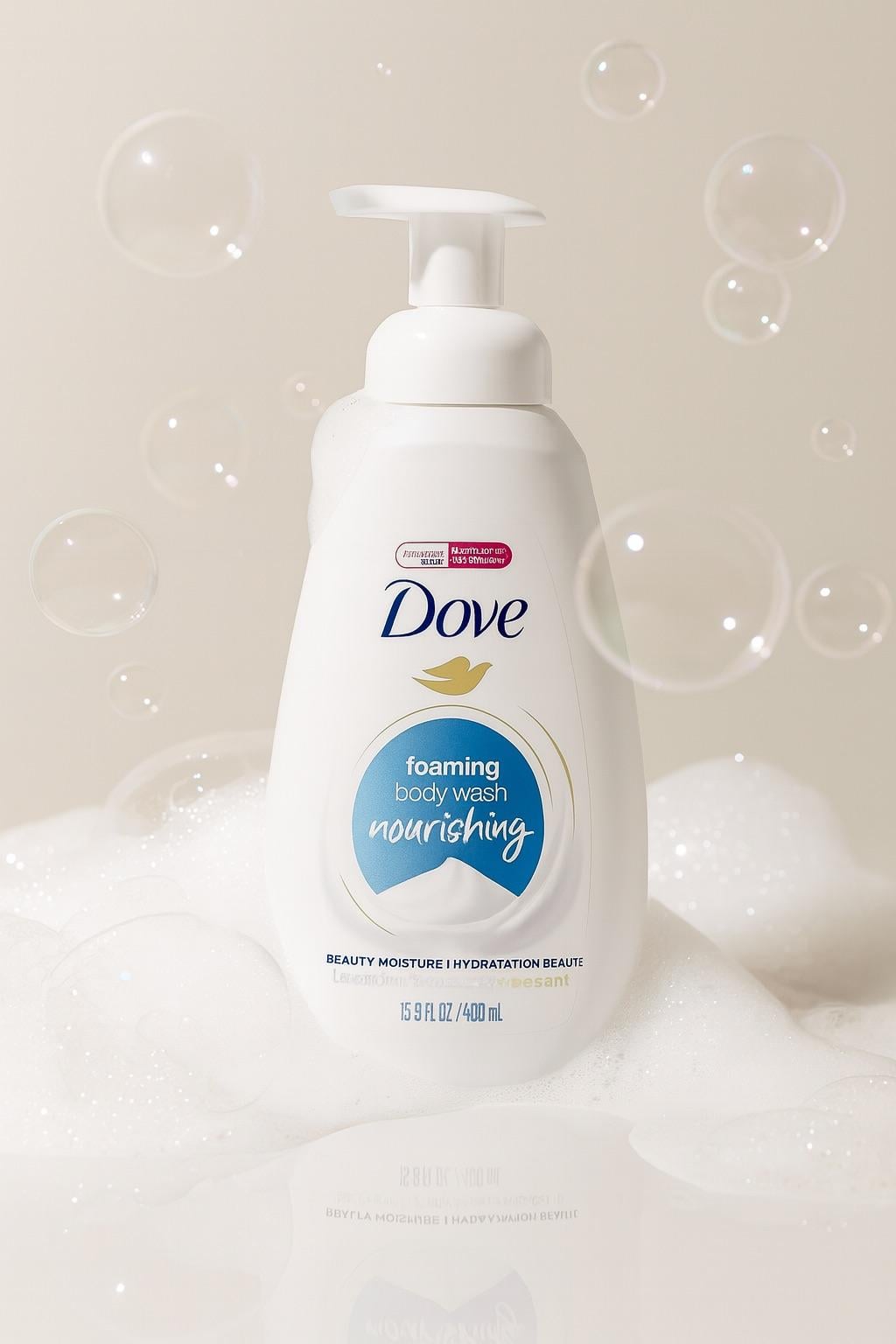 Product On Blue Background With Soap Bubbles Soft Light reference photo