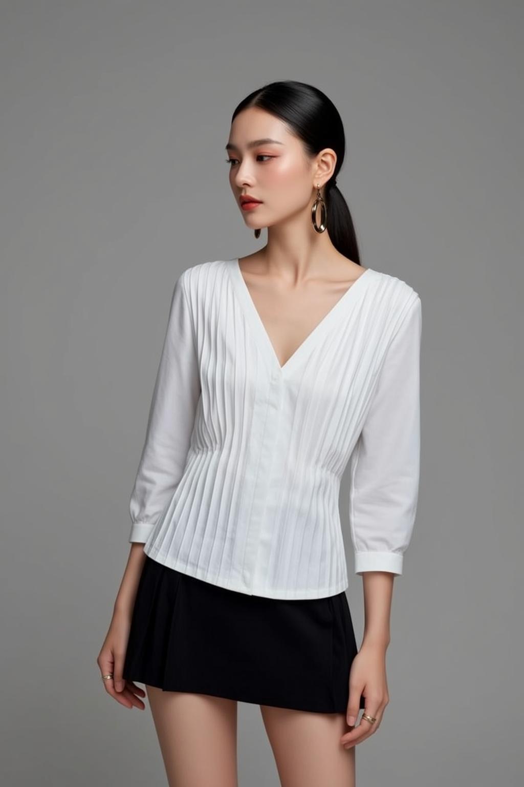 Balletcore Young Asian Black Pulled Back Ponytail reference photo