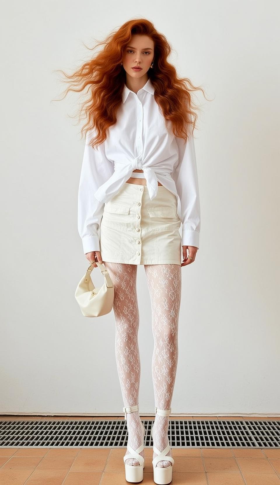 White Shirt Cream Skirt Studio
