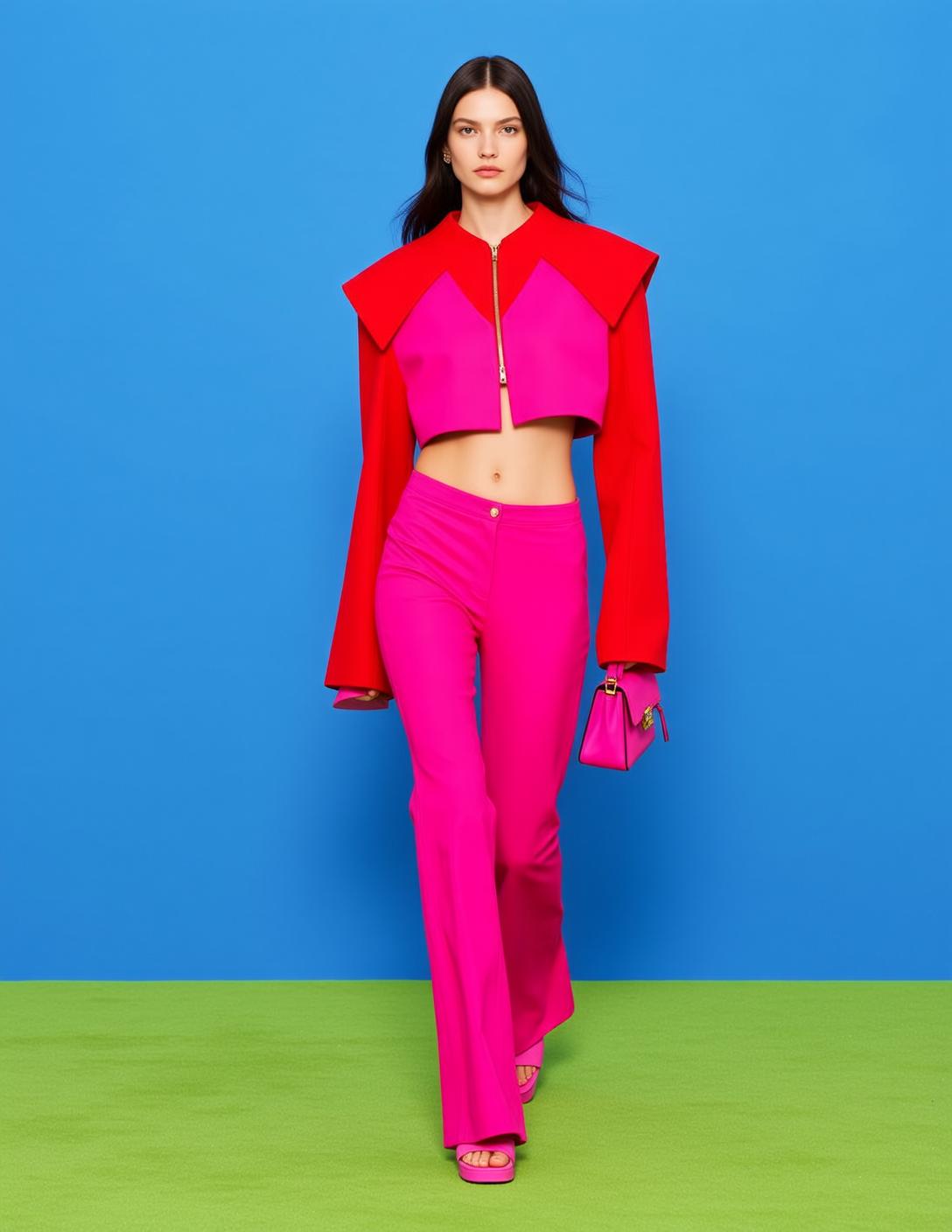 Walking Studio Green Carpet Red Pink Jacket reference photo